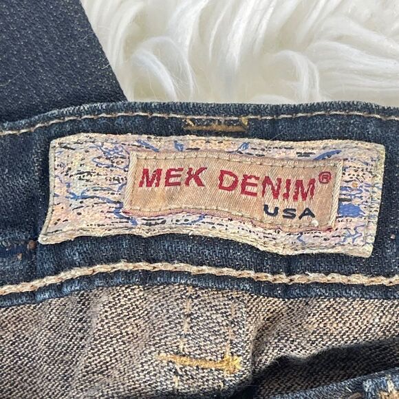 MEK Denim Santiago Distressed Straight Leg Jeans Sz 28 X 34 Long - Picture 11 of 14